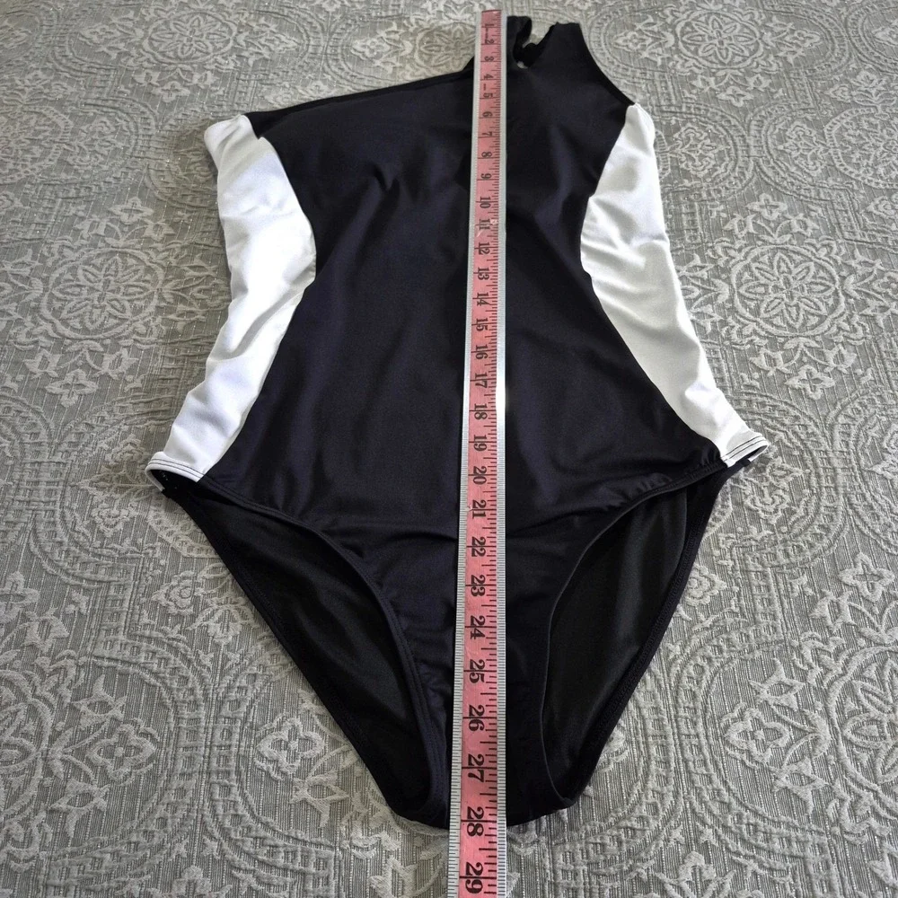 Holipick One Piece Swimsuit Black One Shoulder Tummy Control‎ Women's Large NWT